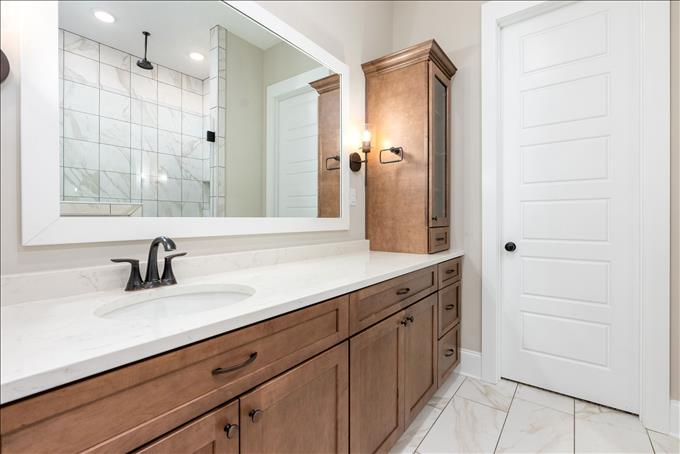 Vanity with Linen Cabinet - Primary Bathroom