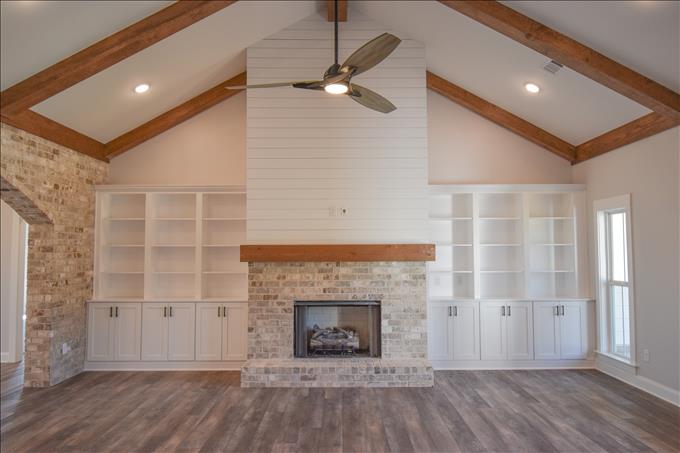 Fireplace with Built In Cabinets