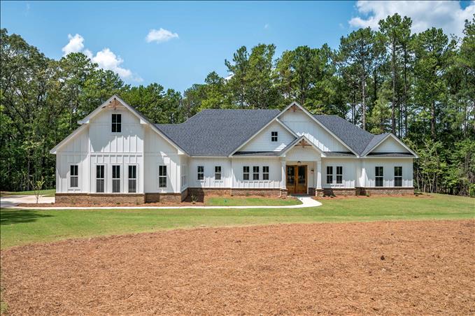 White Farmhouse - Front Elevation