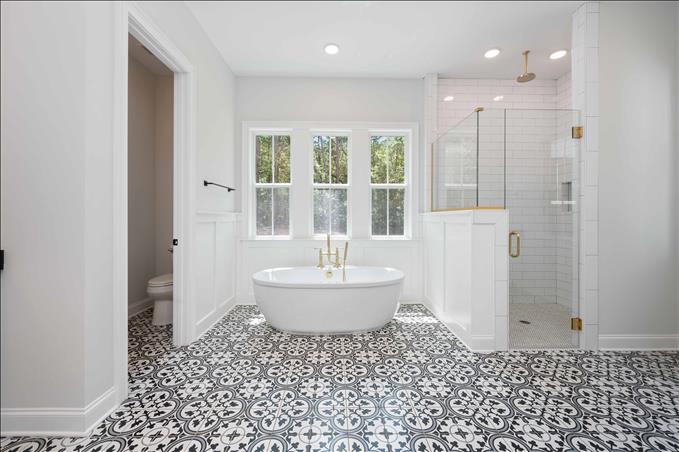 Free Standing Tub and Zero Entry Walk In Shower